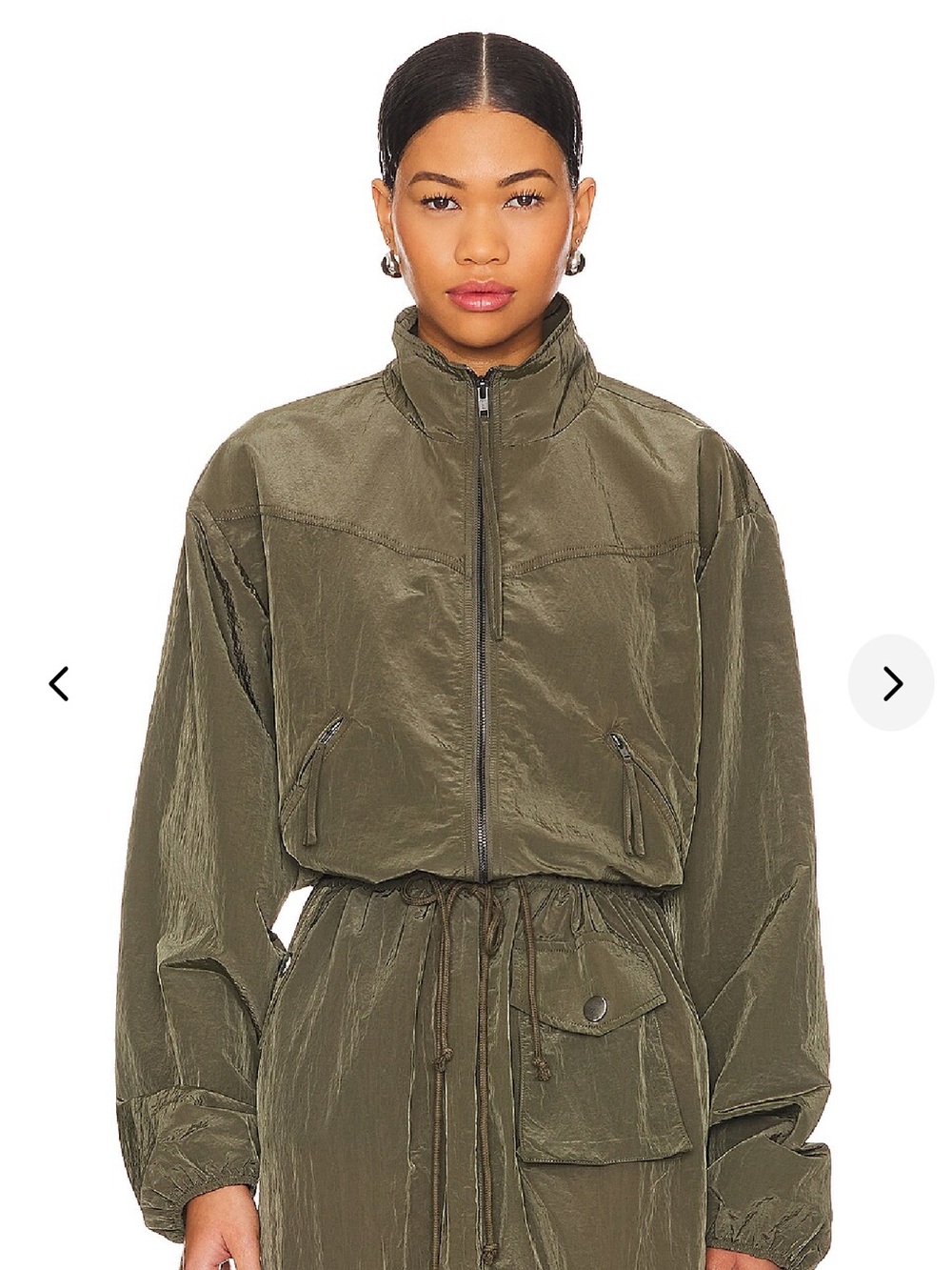 Lovers + Friends Olive Utility Zip-Front Jacket